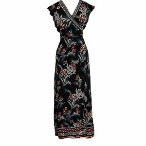 Beautiful long full wrap floral dress Spring Summer trend L